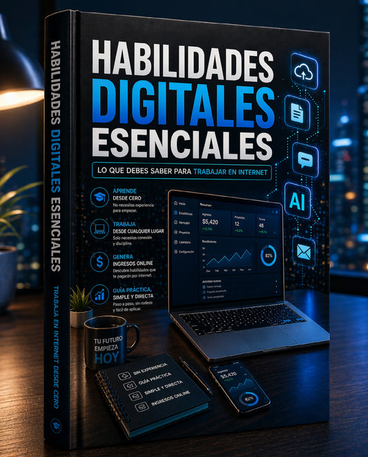 HABILIDADES DIGITALES ESCENCIALES - Aprende desde cero SIN IMPORTAR TU EDAD a usar herramientas digitales y para trabajar online sin experiencia. Guía simple, clara y 100% práctica.