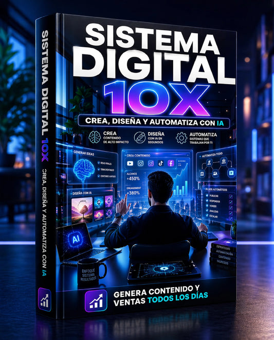 “SISTEMA DIGITAL 10X: CREA, DISEÑA Y AUTOMATIZA CON IA” - Sistema completo para crear contenido, diseñarlo y automatizarlo con IA. Genera ideas, publica más rápido y convierte en ventas.
